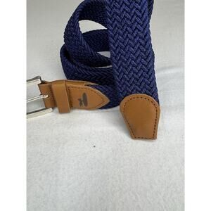 NWT! Men’s Johnnie-O Woven Navy Blue Belt With Leather Finishing Size XL